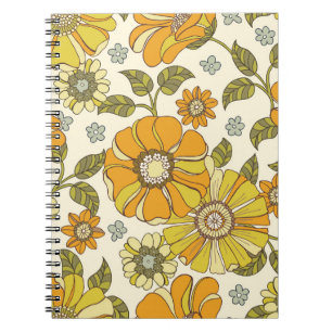 Caderno Espiral Vintagem Floral De Grande Escala Colorida, Desenha