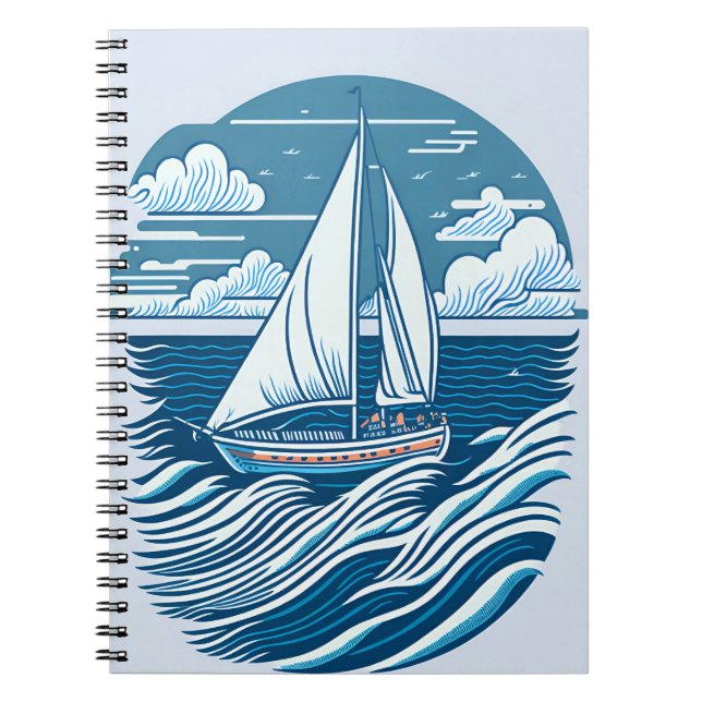 Caderno Espiral vintaje design boat ocean 1 (Frente)
