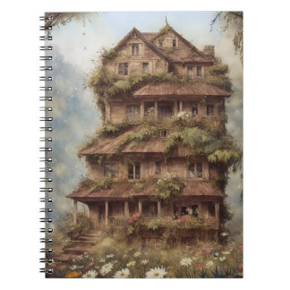 Caderno Espiral vintaje fantasia flores de casa 1