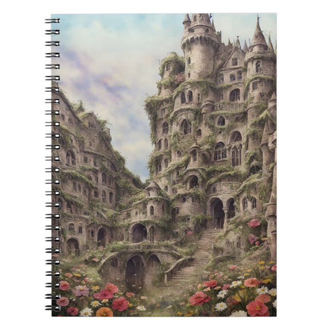 Caderno Espiral vintaje fantasy house flowers 2 (Frente)
