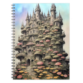 Caderno Espiral vintaje fantasy house flowers 4