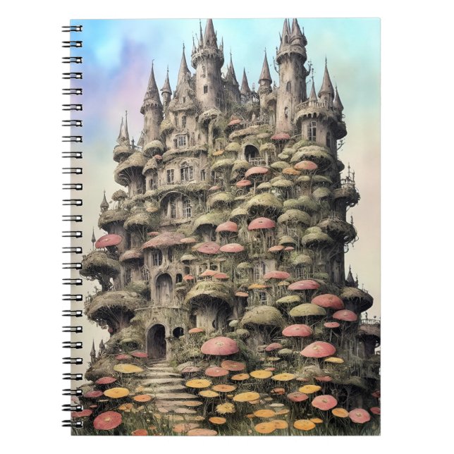 Caderno Espiral vintaje fantasy house flowers 4 (Frente)