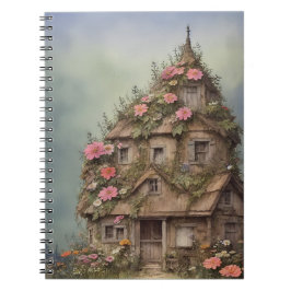 Caderno Espiral vintaje fantasy house flowers 5