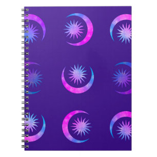 Caderno Espiral Violet Indigo Roxo Lua & Sol Zen Diário de Sonhos
