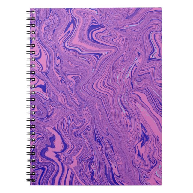 Caderno Espiral Violet Liquid Marble Abstract Pattern (Frente)