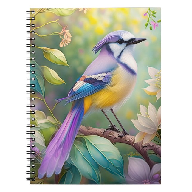 Caderno Espiral Violet Tufted Jay Fantasy Bird (Frente)
