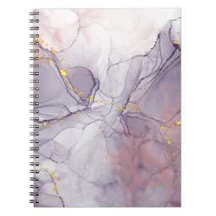 Caderno Espiral Violeta e Dourado Marble