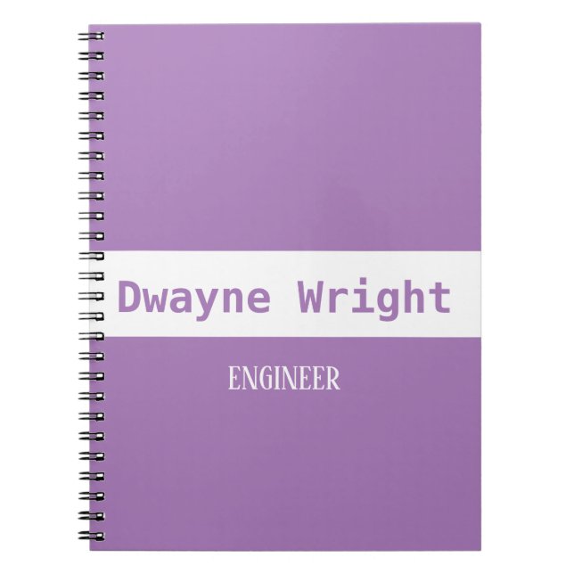 Caderno Espiral Violeta minimalista, roxa e branca (Frente)