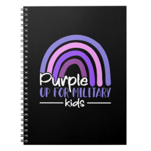 Caderno Espiral Violeta para crianças militares Arco-íris Criança