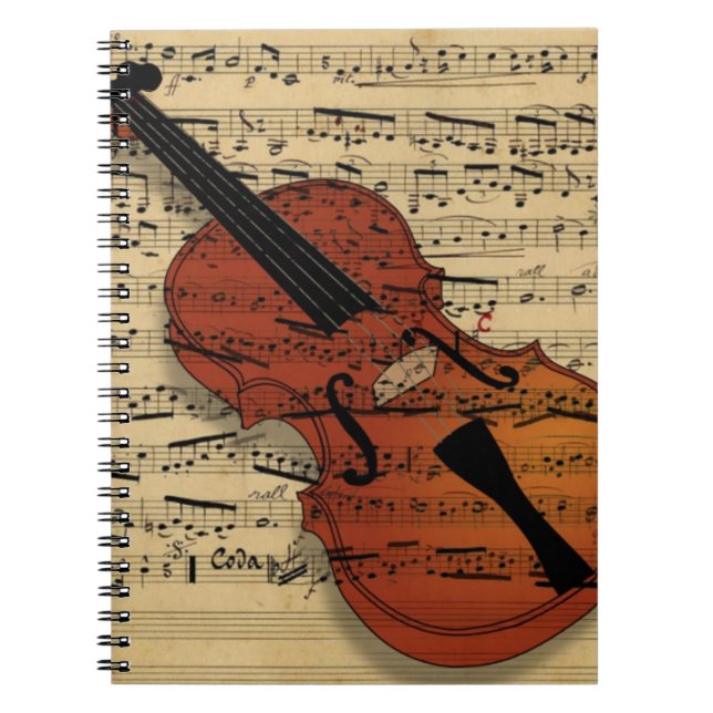 Caderno Espiral Violin Vintage Music (Frente)