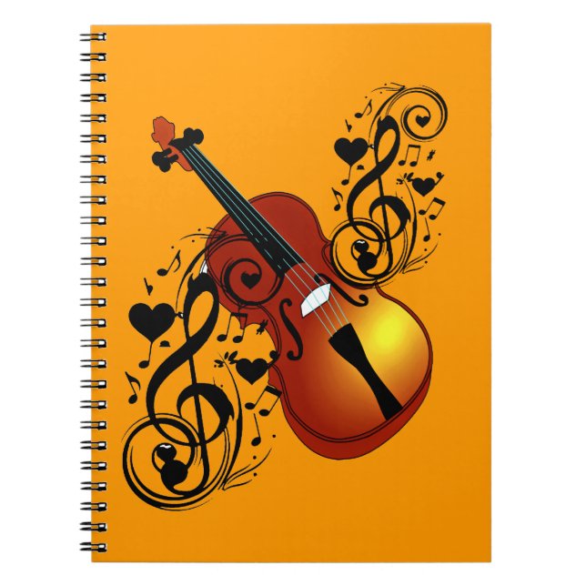 Caderno Espiral Violino, Lover no Coração_ (Frente)