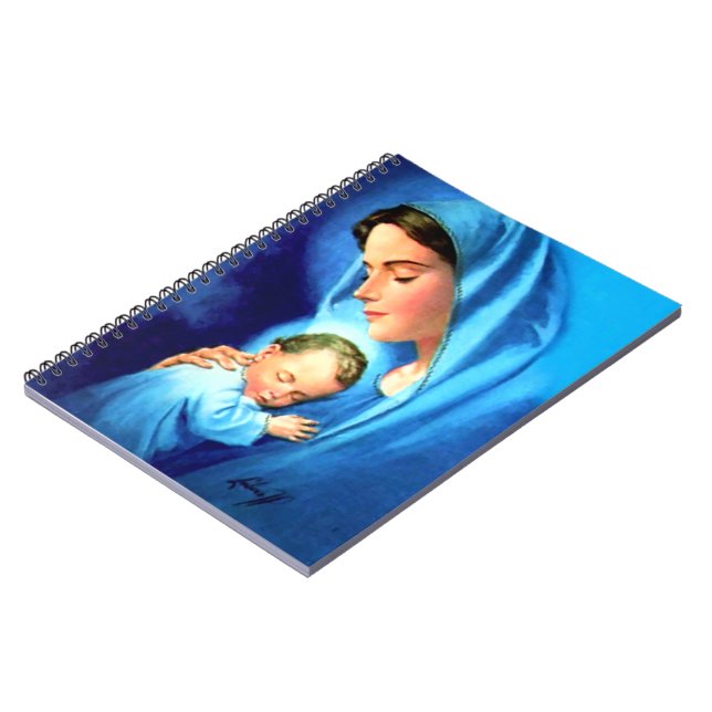 Caderno Espiral Virgem Abençoada Maria com Jesus Bebê (Left Side)
