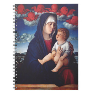 Caderno Espiral Virgem Maria e Menino Arte Religiosa Clássica