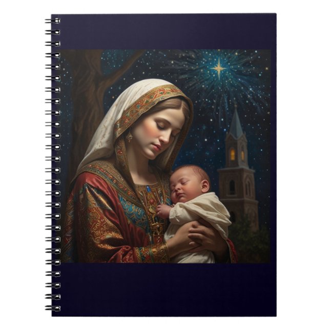 Caderno Espiral Virgem Maria e Natal de Jesus (Frente)