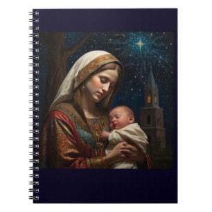 Caderno Espiral Virgem Maria & Jesus Natal Natividade