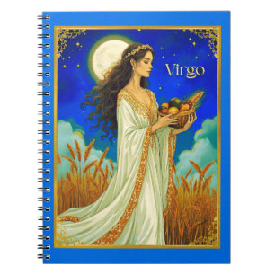 Caderno Espiral Virgo Zodíaco Beleza Sob um Céu Noturno