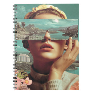 Caderno Espiral Visão de Paisagem Surrealista, Retrato feminino su