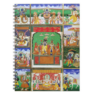 Caderno Espiral Vishnu no centro de seus dez avatars, Jaipur, R