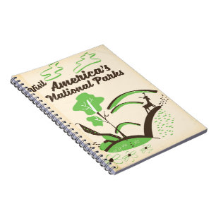 Caderno Espiral Visite o poster vintage Nacional de Parques da Amé