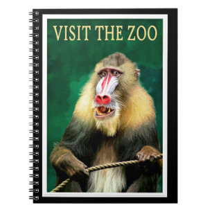 Caderno Espiral Visite o Zoológico, pôster de viagem vintage