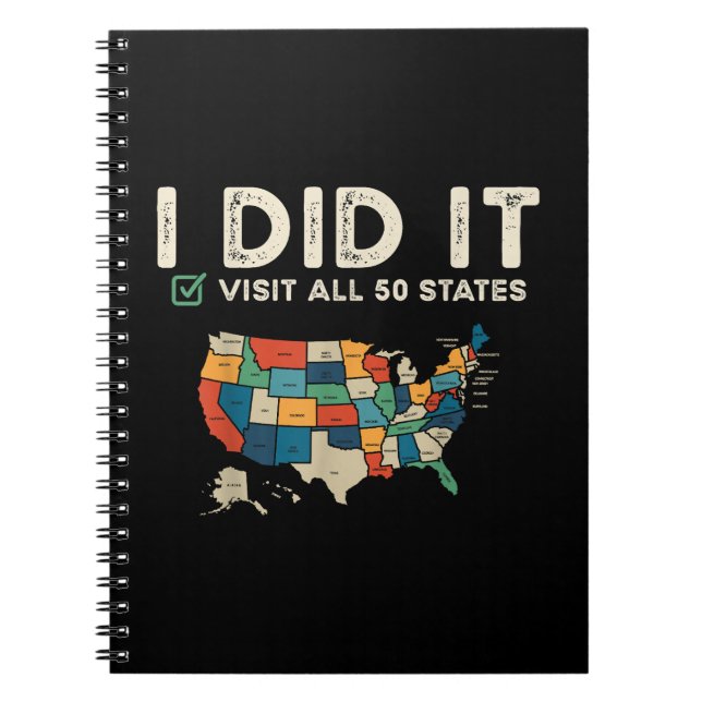 Caderno Espiral Visited All 50 US States - USA Map Travel - Visit  (Frente)