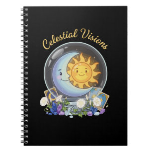 Caderno Espiral Visões Celestiais Sol Fofo e Tarot da Lua Crysta