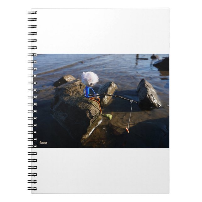 Caderno Espiral Vissende Fubby op een steen. (Frente)