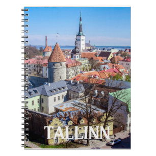 Caderno Espiral Vista aérea de Tallinn centro na Estônia