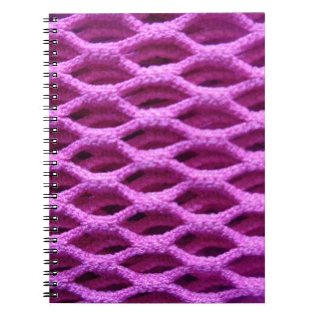 Caderno Espiral Vista de Crochet Rosa (Frente)