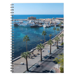 Caderno Espiral Vista do castelo de Paphos e do porto