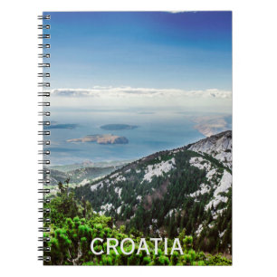 Caderno Espiral Vista do mar de montanhas na Croácia