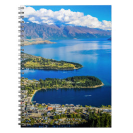 Caderno Espiral Vista em Queenstown do Pico de Bob, Nova Zelândia