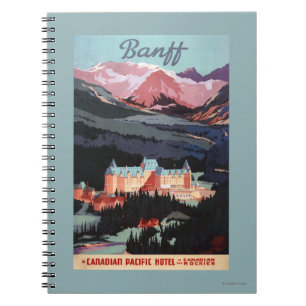 Caderno Espiral Vista geral do poster de Banff Springs Hotel