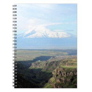 Caderno Espiral Vista na montanha Ararat do lado armênio