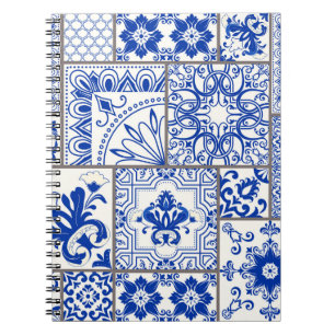 Caderno Espiral Vitoriano Majolica: Padrão de Azulejo de Patches.