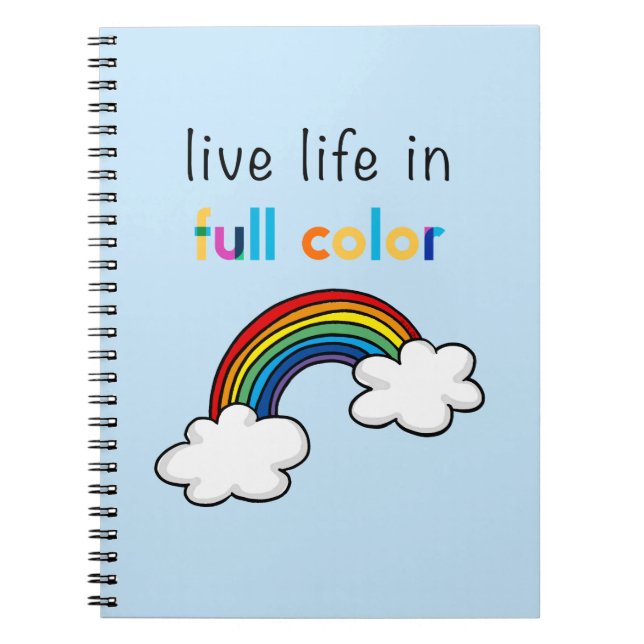 Caderno Espiral Viva a Vida em Cores Vibrantes Arco-Íris (Frente)