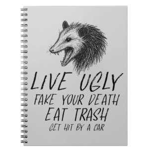 Caderno Espiral Viva Falso A Sua Morte Comendo Lixo Engraçado Ogam