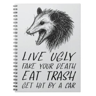 Caderno Espiral Viva Falso A Sua Morte Comendo Lixo Engraçado Ogam