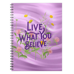 Caderno Espiral Viva O Que Acredita, Citando O Floral Lilac Roxo