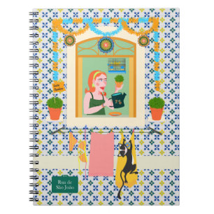 Caderno Espiral Vizinho da Festa Português do santo John Português