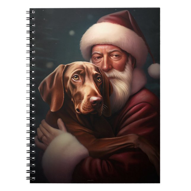 Caderno Espiral Vizsla com Papai Noel Natal Festivo (Frente)