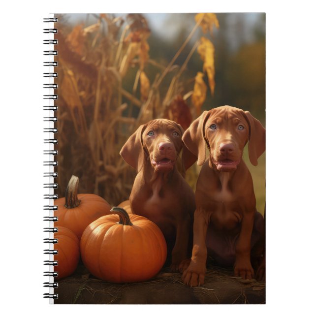 Caderno Espiral Vizsla Puppy Autumn Delight Pumpkin (Frente)