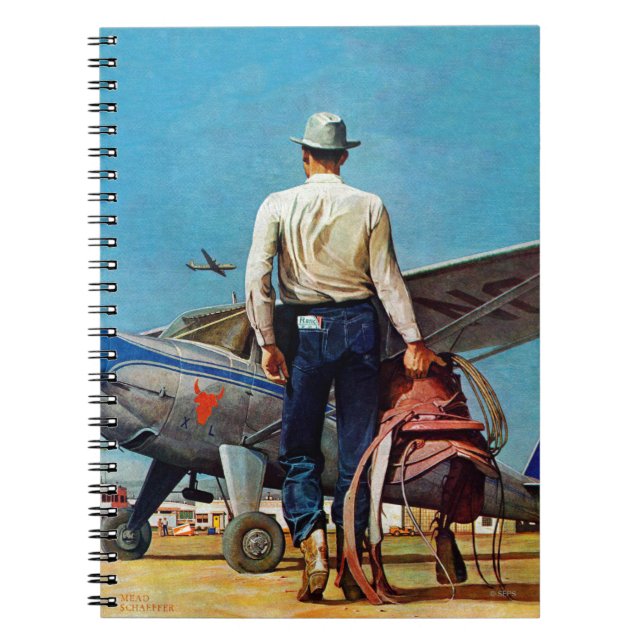 Caderno Espiral Voando Cowboy por Mead Schaeffer (Frente)