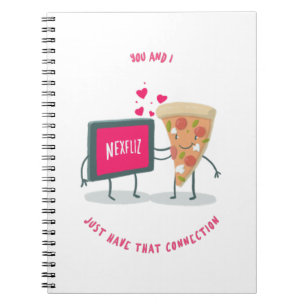 Caderno Espiral Você E Eu Só Essa Conexão, Calma E Pizza
