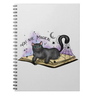Caderno Espiral Você É Mágico - Místico Preto Gato e Vintage Book