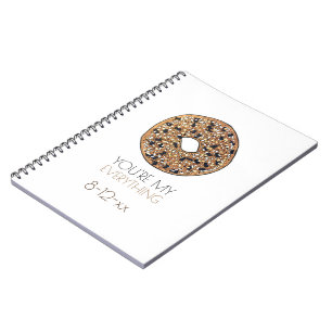 Caderno Espiral Você É Meu Tudo Favor de Casamento Bagel Foodie