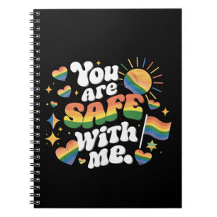 Caderno Espiral Você está Seguro comigo LGBT Arco-íris Gay
