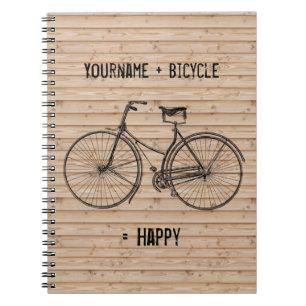Caderno Espiral Você mais a bicicleta iguala o bege de madeira