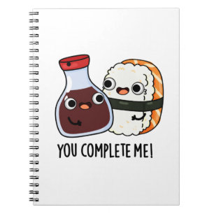Caderno Espiral Você Me Completa Piada Molho de Soja Sushi
