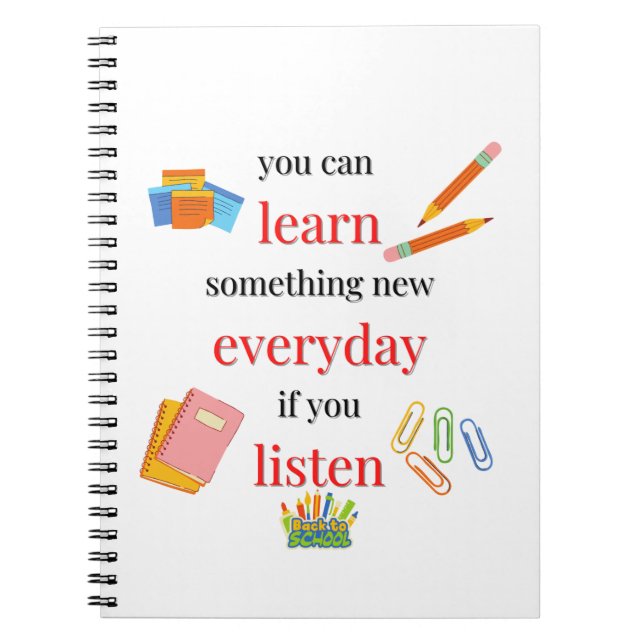 Caderno Espiral Você pode aprender algo novo todos os dias se ouvi (Frente)
